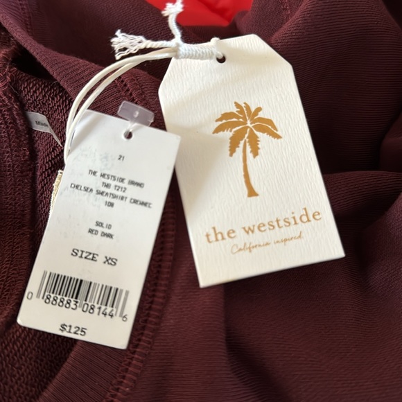 THE WESTSIDE**Burgundy Chelsea Crewneck Sweatshirt***XS $125 100% Cotton - Picture 3 of 3